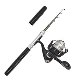 Portable pocket telescopic 38-inch mini pen fishing rod in black