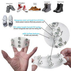 Portable traction cleats fold compactly for easy winter packing.