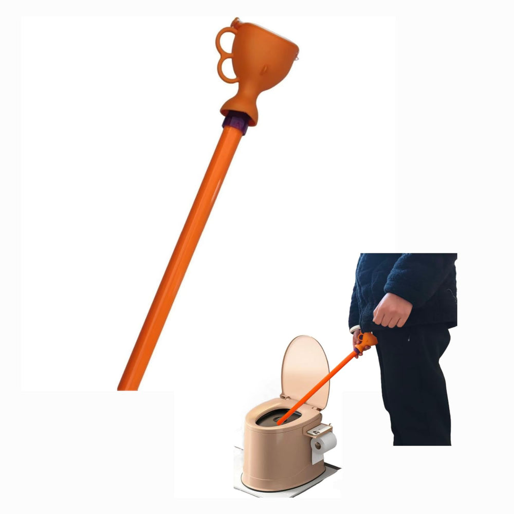 Portable urinal funnel with extended tube for hands-free positioning during outdoor trips