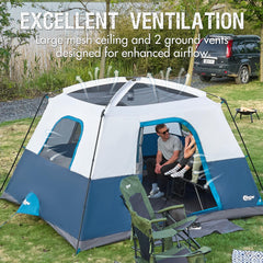 Portal 6-person cabin tent porch shown during sun for outdoor relaxation.