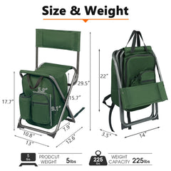 Portal Backpack Cooler Chair backrest on display offers comfortable support during long outdoor waits.