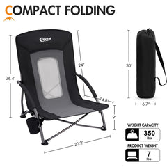Portal beach chair cup holder close-up highlighting convenient beverage access