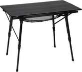Portal camping table top rolled for easy transport and storage.