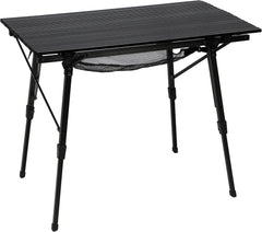Portal camping table top rolled for easy transport and storage.