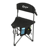 Portal extra-large tripod stool setup shows wide seat for outdoor comfort