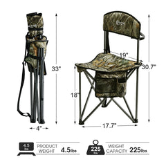 Portal foldable stool with shoulder strap for easy transportation.