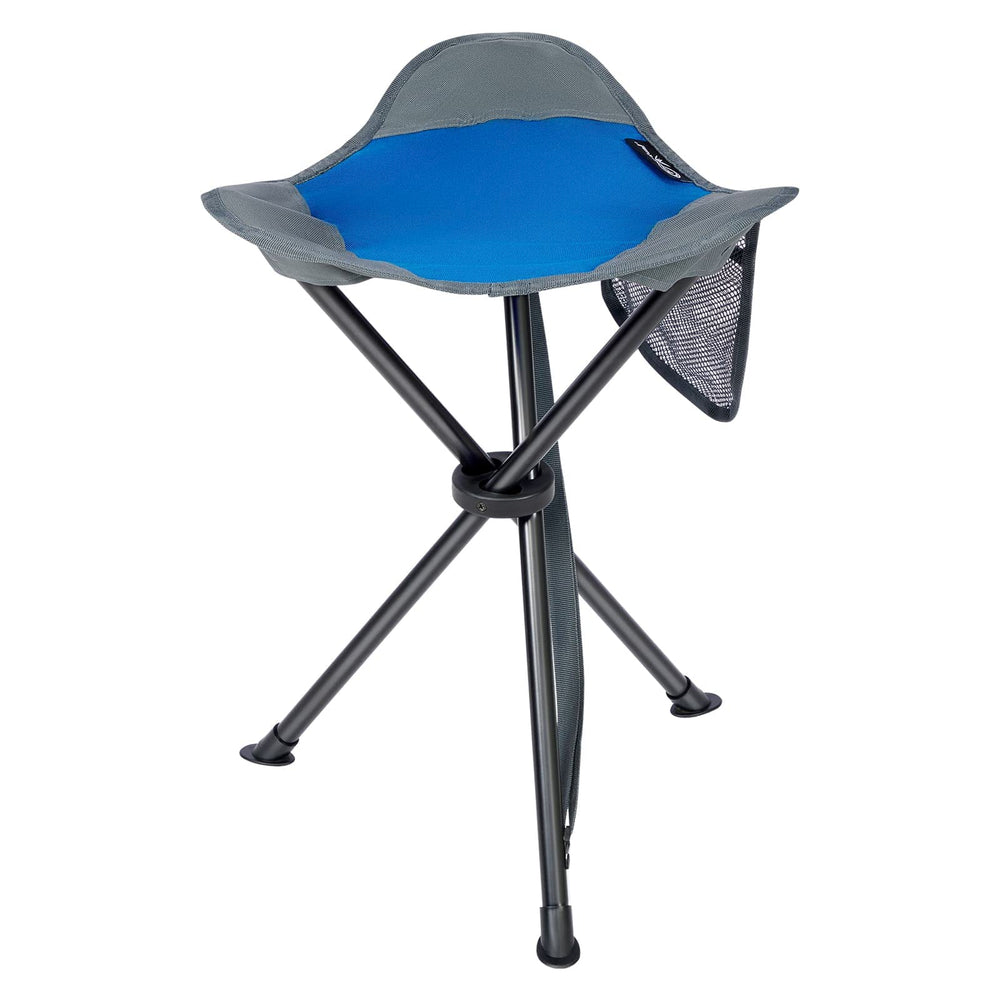 Portal folding camping stool with side pockets for quick access to essentials during hikes.
