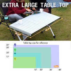 Portal folding camping table adjustable legs show height flexibility for level surfaces on uneven ground.