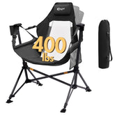 Portal hammock camping chair with breathable mesh back for cooling outdoors