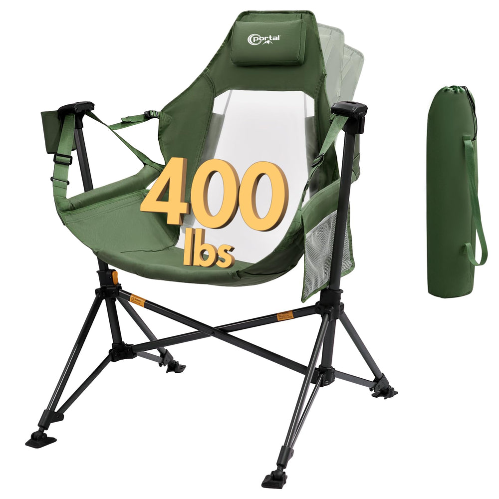 Portal hammock chair backrest view highlights 31-inch breathable mesh for cooling comfort.