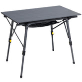 Portal outdoor folding table top with aluminum surface, ideal for campsite meals.