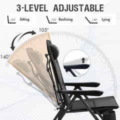 Portal Reclining Camping Chair with cup holder and side pocket for quick access