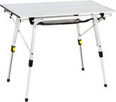 Portal outdoor table top rolled for compact transport and quick setup.
