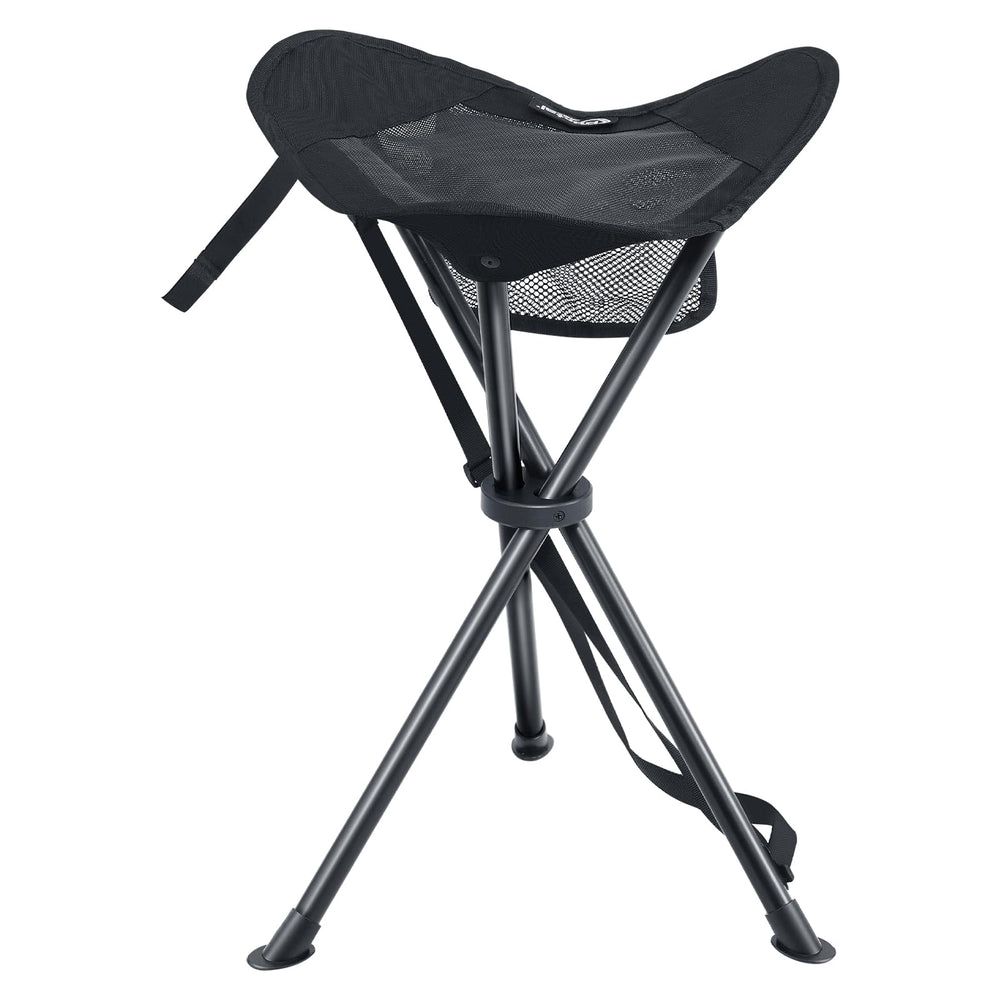 Portal Tall Folding Tripod Stool with breathable mesh seat for cool comfort outdoors