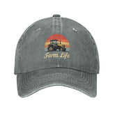 Povmekd Farm Life cap gray graphic front for daily outdoor wear.