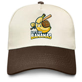 Povmekd Lets Go Bananas hat front view with playful denim style for casual days
