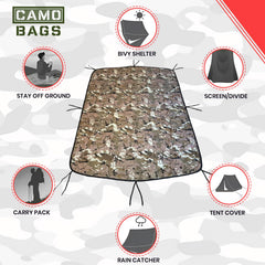 Powell Tool Bags camo woobie blanket compact storage straps make packing effortless.