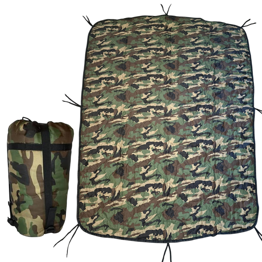 Powell Tool Bags camo woobie ultralight blanket for camping comfort.