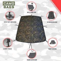 Powell Tool Bags camo woobie storage straps for compact packing.