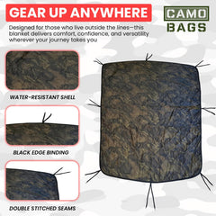 Powell Tool Bags camo woobie edge tie cords for quick shelter setups.