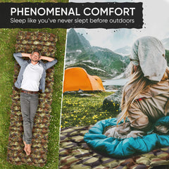 POWERLIX camping pad dual-action-valve provides leak-free inflation control.