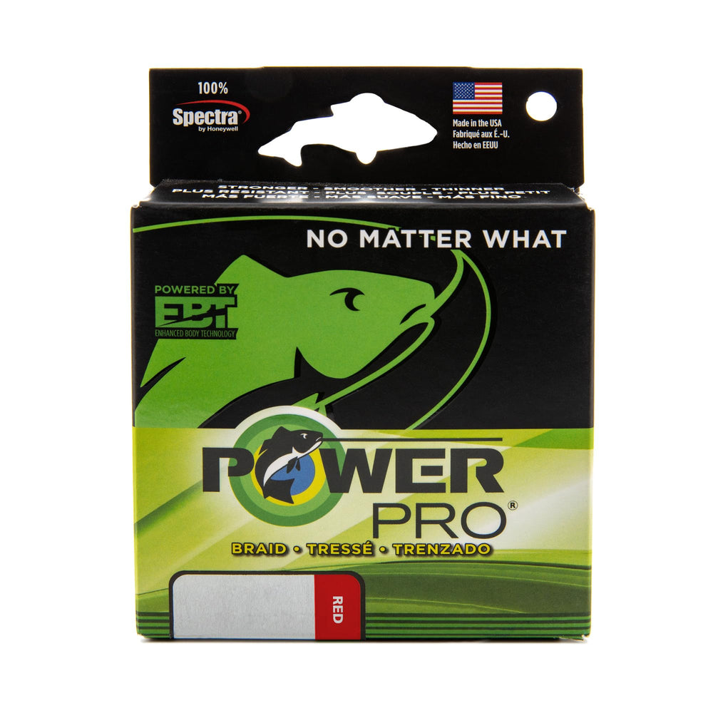 POWERPRO Spectra braided line on white spool for strong casting.