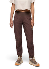 prAna Kanab Pant women's Mocha front view highlights breathable organic canvas for all-day comfort