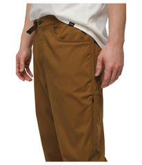 Prana mens Stretch Zion Top-Out Pants Sepia pocket close-up illustrating mesh lined pockets.