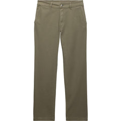 prAna Rock Ridge Chino Pants Thyme waist closeup, reinforced belt loops and zipper