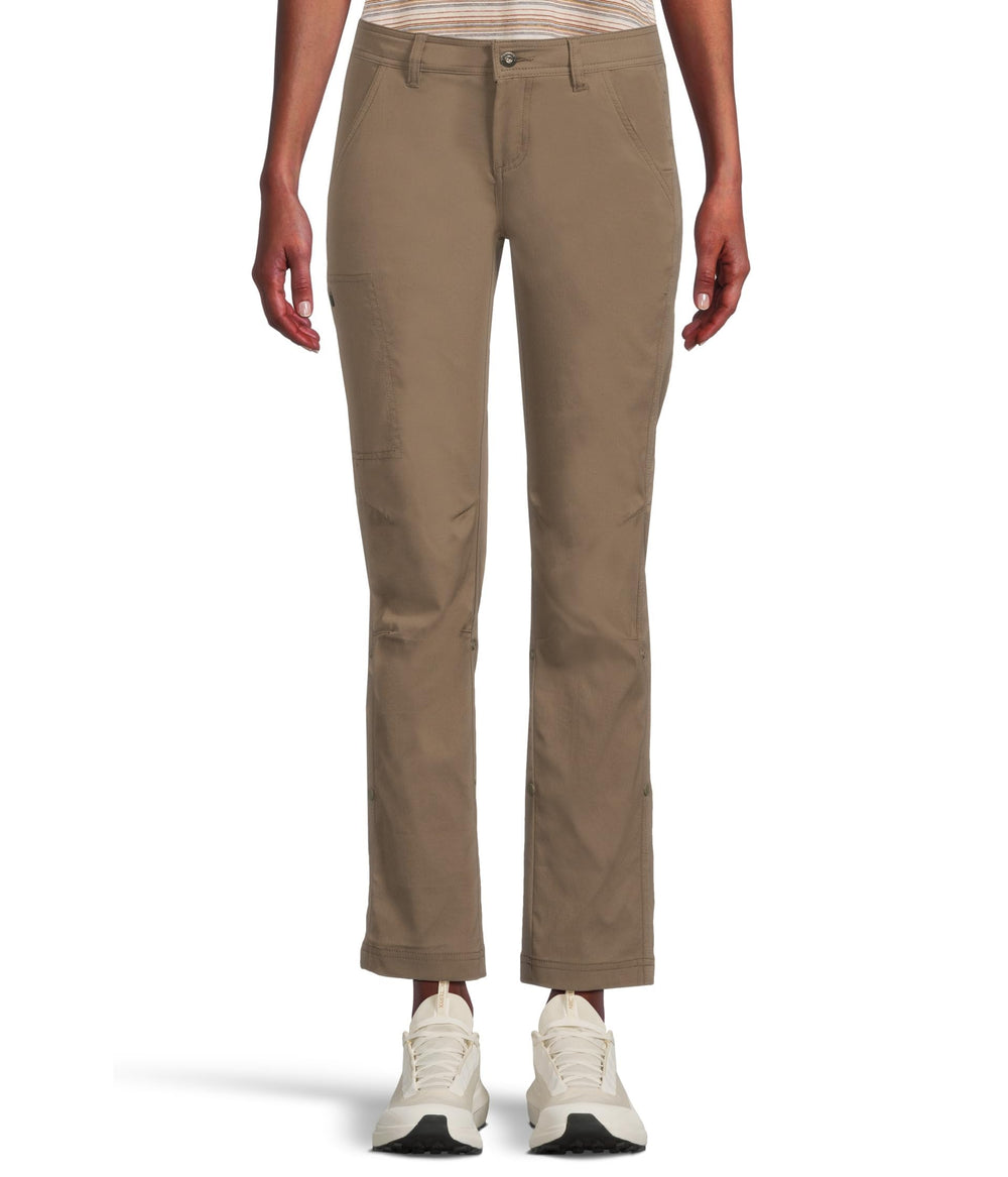 Prana Stretch Zion pants front view in Mud color for versatile outdoor wear