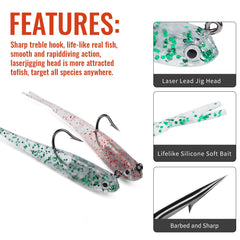 Assorted color soft lures for bass and trout in freshwater and saltwater
