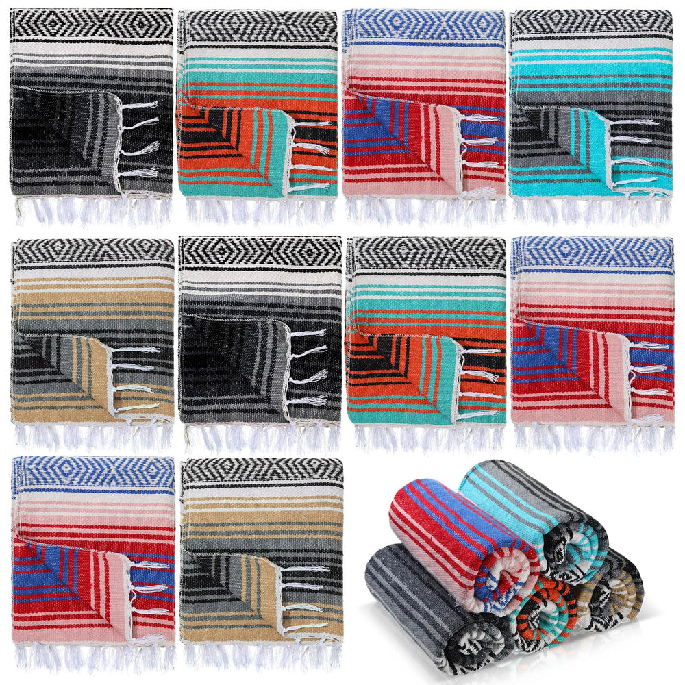 Preboun Mexican blanket bulk colorful serape stripes for outdoor picnics and beach days.