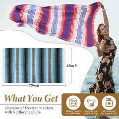 Preboun Mexican blanket bulk colorful serape stripes on grass for family picnics.