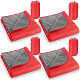 Preboun stadium blanket red folded demonstrates portable warmth for outdoor events
