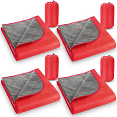 Preboun stadium blanket red folded demonstrates portable warmth for outdoor events