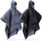 Preboun wearable hooded blanket in black for outdoor warmth.