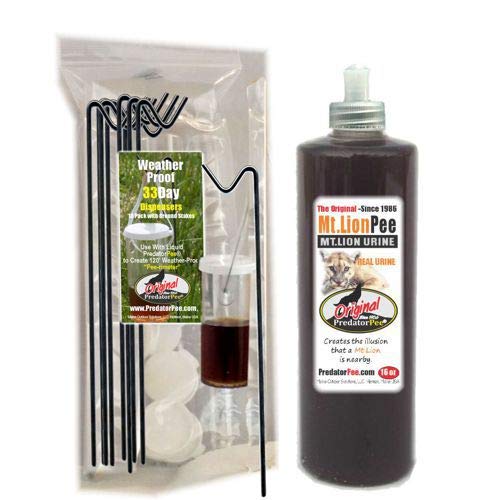 PredatorPee mountain lion urine bottle 16oz; natural wildlife deterrent for your property.