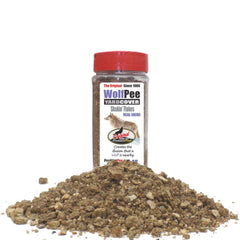 PredatorPee Wolf Pee Shakin' Flakes jar showcasing real wolf urine granules for wildlife signaling and marking.