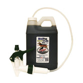 PredatorPee wolf-urine-64oz-bottle-pour demonstrates outdoor application for pest deterrence.