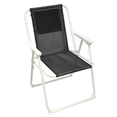 Preferred Nation portable beach chair in black, front view, lightweight and easy to transport.