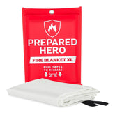 Prepared Hero extra-large fire blanket folded for compact storage