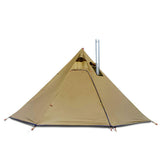 Preself tipi tent front view in olive drab showing spacious entry and living area.