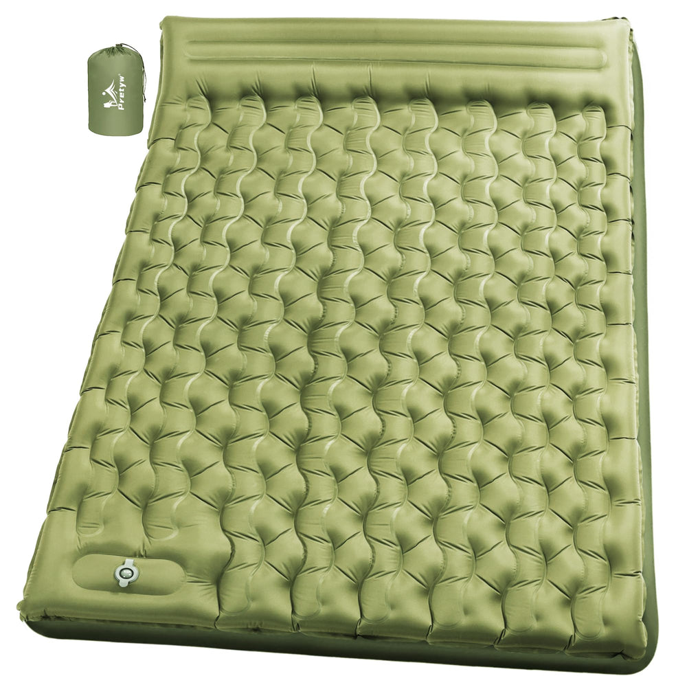 Pretyw double sleeping pad inflated for two adults with outdoors-friendly comfort