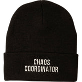 Primitives By Kathy standard beanie in black with Chaos Coordinator embroidery