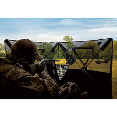 PRIMOS Double Bull Stakeout Blind side view highlights portable two-hub design
