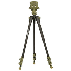 Primos Edge tripod shooting stick with gun clamp in field use
