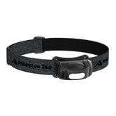 Princeton Tec Refuel 300 headlamp worn on head for hands-free camping lighting.