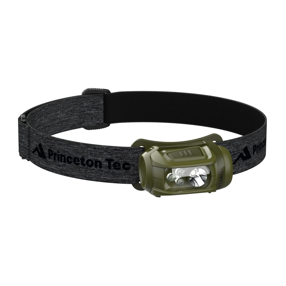 Princeton Tec Remix headlamp spot beam demonstrates long-range visibility for night hiking.