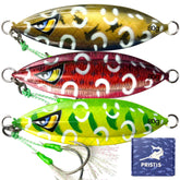 Pristis 3pcs 80g sinking jig with holographic finish—close-up