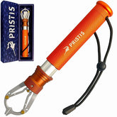 Front view of Pristis Metal Fishing Grabber with aluminum handle and stainless steel jaws